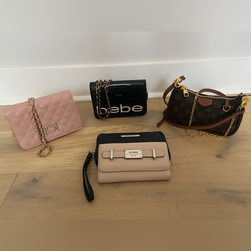 PURSE AND WALLET BUNDLE 2 BEBE 1 STEVE MADDEN 1GUESS 1 UNBRANDED